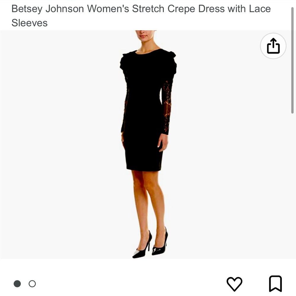 NWT Betsey Johnson Women’s Stretch Crepe Dress with Lace Sleeves